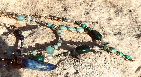 Collier TRIBALI double rang Vert pâle en Amazonite - MTFORJEL