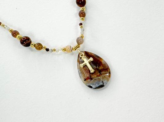 Collier FERVORE n°5 Marron - Agate - MTFORJEL