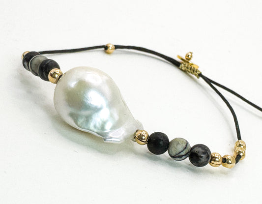 Bracelet SENZA Noir - Pierre de soie noire - MTFORJEL