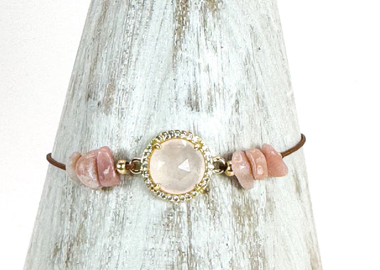 Bracelet PAVIMENTA n°1bis Rose clair - Pierre de soleil - MTFORJEL