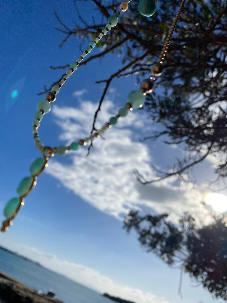 Collier TRIBALI double rang Vert pâle en Amazonite - MTFORJEL