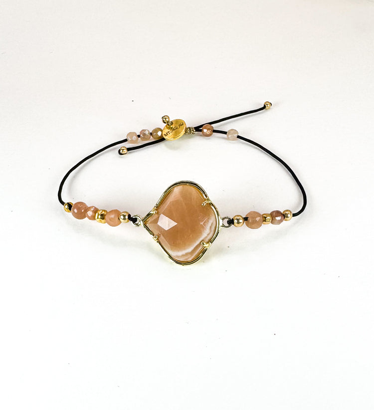 Bracelet PÉTALÉ Vieux rose - Pierre de soleil - MTFORJEL