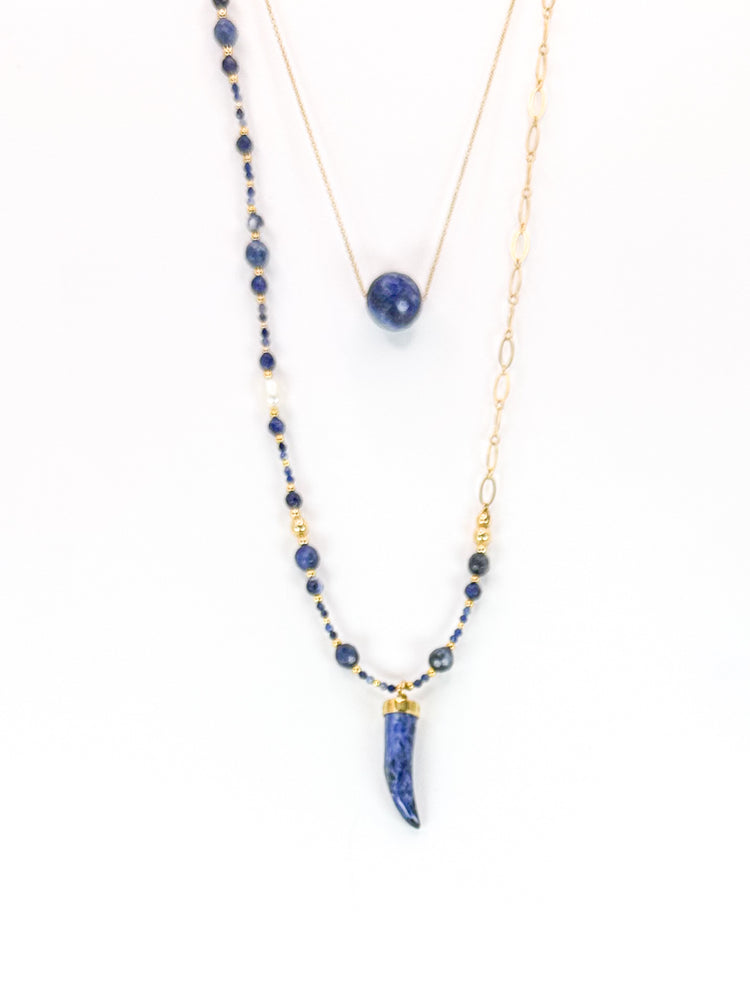 Collier DIFESA double rang Bleu - Sodalite - MTFORJEL