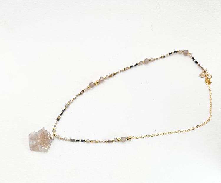 Collier FIORE double Gris - Agate - MTFORJEL