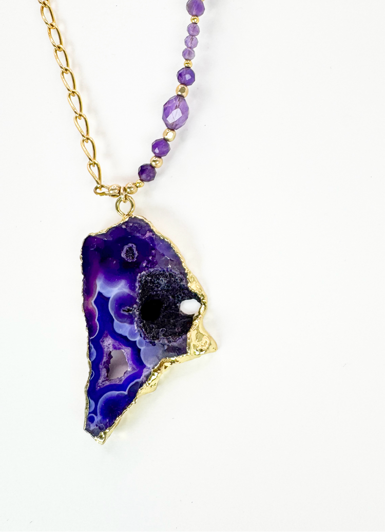 Collier FETTA DI VITA Violet - Agate et Améthyste - MTFORJEL