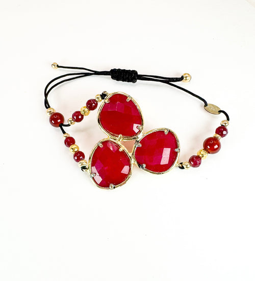 Bracelet FORTUNA DUO Rouge - Jade teintée et Cornaline - MTFORJEL