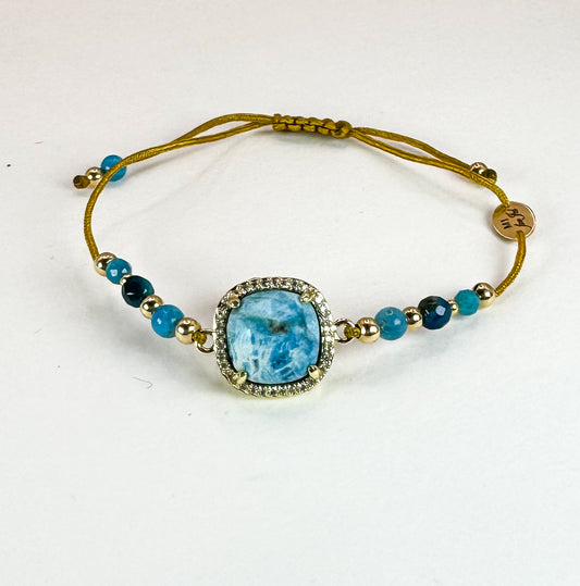 Bracelet PAVIMENTA n°2 Bleu vibrant - Apatite - MTFORJEL