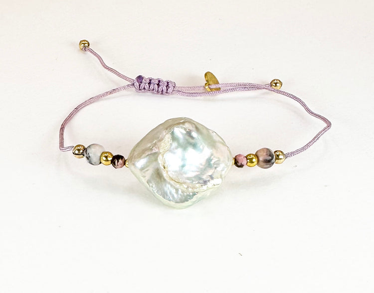 Bracelet RUVIZZA Rose pâle - Rhodonite et pierre de soleil - MTFORJEL