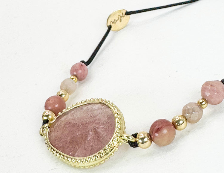 Bracelet SERZA Rose pâle - Quartz fraise et rhodonite - MTFORJEL