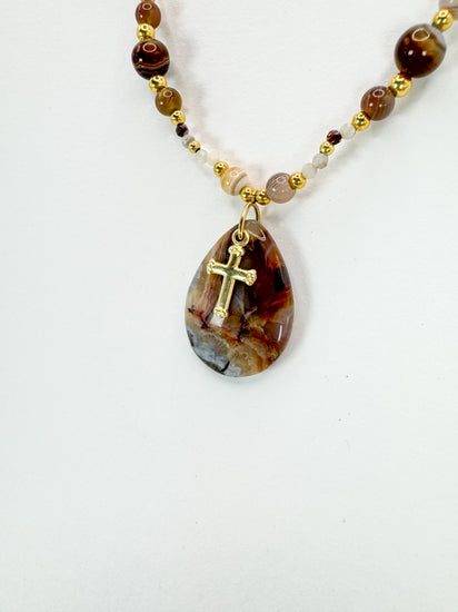 Collier FERVORE n°5 Marron - Agate - MTFORJEL