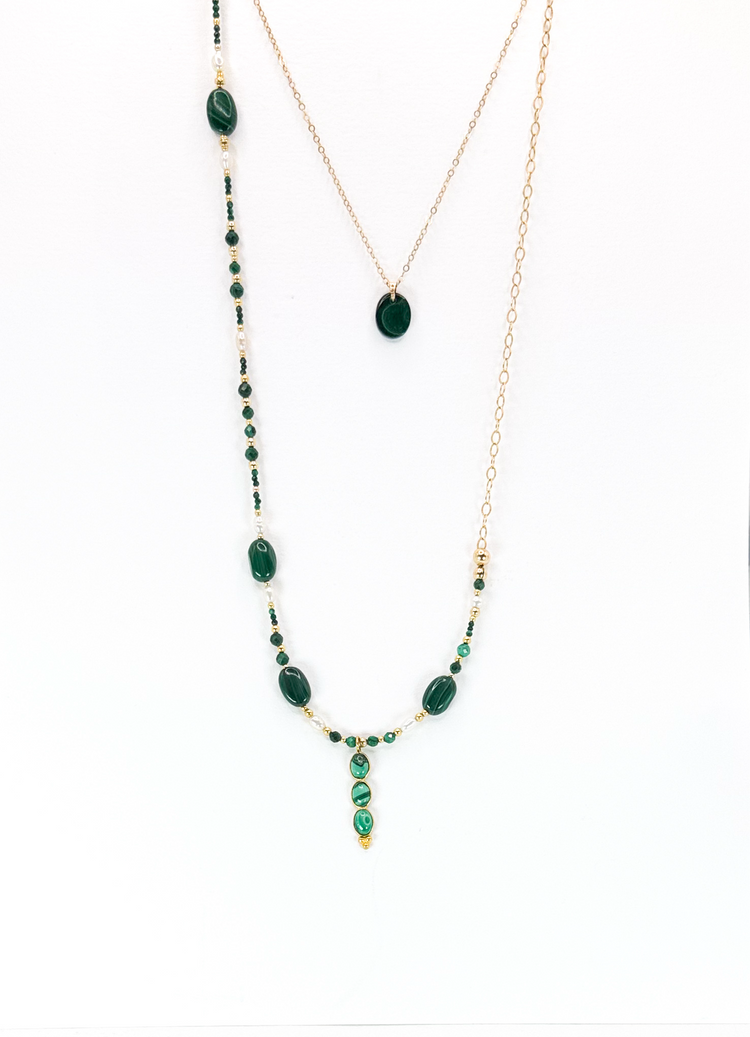 Collier TRIBALI double rang Vert - Malachite - MTFORJEL