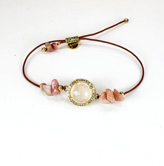 Bracelet PAVIMENTA n°1bis Rose clair - Pierre de soleil - MTFORJEL
