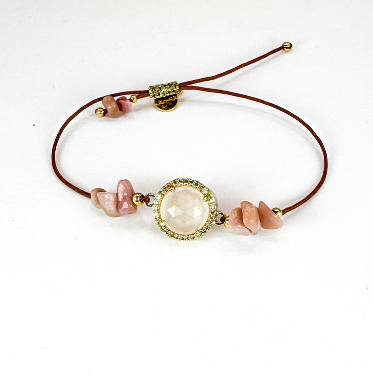 Bracelet PAVIMENTA n°1bis Rose clair - Pierre de soleil - MTFORJEL
