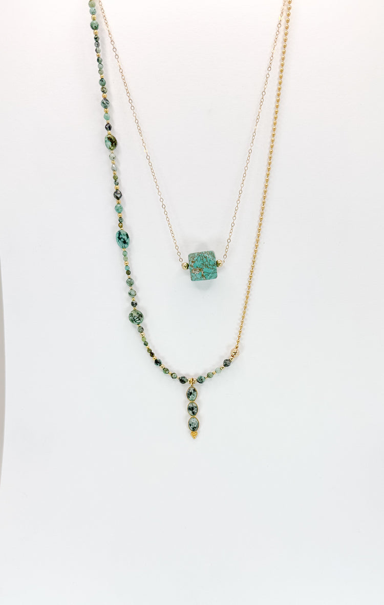 Collier TRIBALI double rang - Turquoise - MTFORJEL