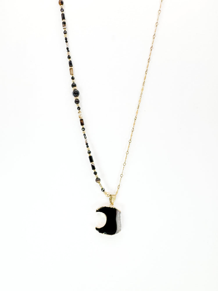 Collier FETTA DI LUNA  Noir - Agate et Onyx - MTFORJEL