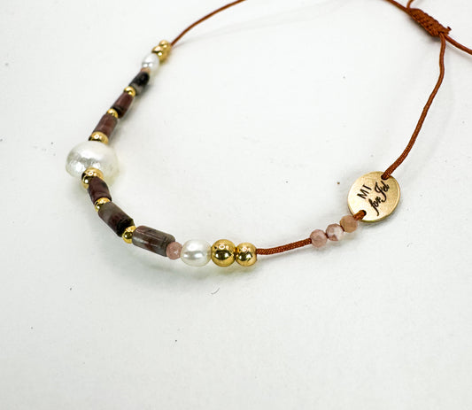 Bracelet FINEZZA LIA Rose pâle n°2 - Rhodonite - MTFORJEL