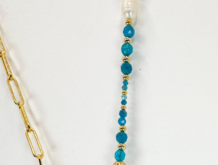 Collier FETTA DI VITA Bleu vibrant - Agate et apatite - MTFORJEL