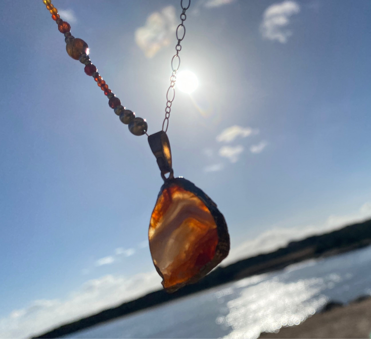 Collier FETTA DI VITA Brun orangé - Agate et Cornaline - MTFORJEL