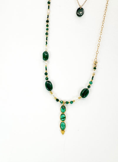 Collier TRIBALI double rang Vert - Malachite - MTFORJEL