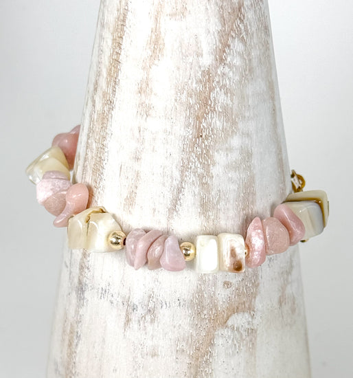 Bracelet LILI CUNCHI n°2 Rose pâle - Rhodonite - MTFORJEL