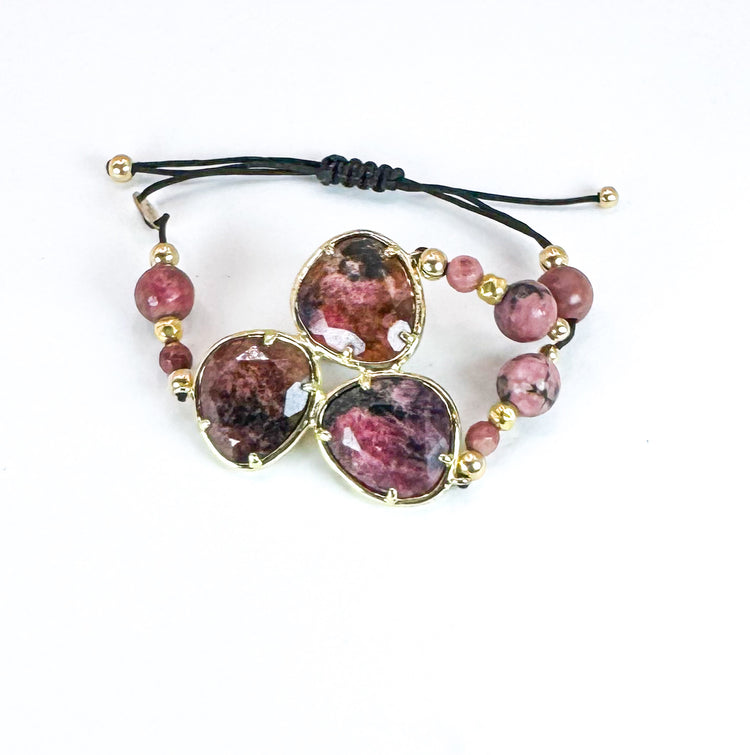 Bracelet FORTUNA DUO Rose foncé - Rhodonite - MTFORJEL
