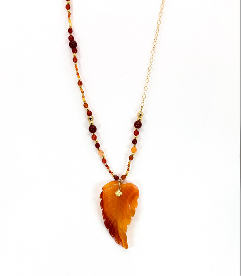 Collier FOGLIA Orangé - Agate - MTFORJEL