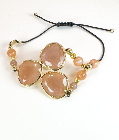 Bracelet FORTUNA DUO  Vieux Rose - Pierre de soleil - MTFORJEL