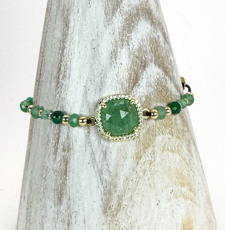 Bracelet PAVIMENTA n°2 Vert - Jade et aventurine - MTFORJEL