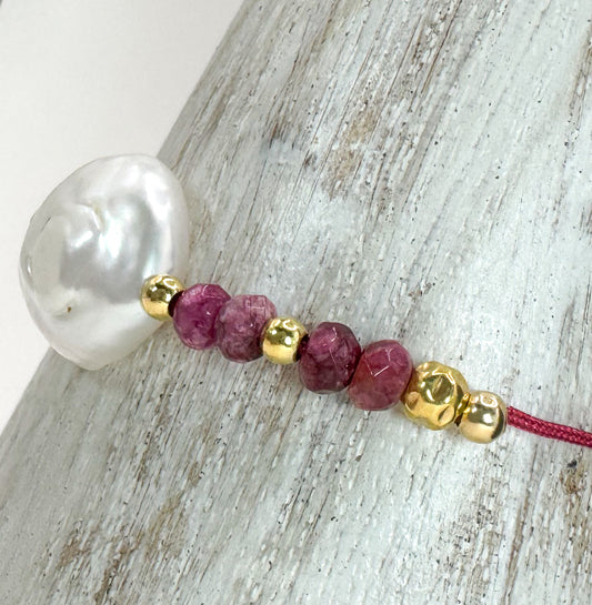 Bracelet DOLCEZZA LIA Rose foncé - Jade teintée - MTFORJEL