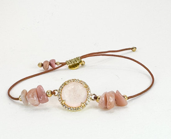 Bracelet PAVIMENTA n°1bis Rose clair - Pierre de soleil - MTFORJEL