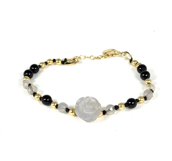 Bracelet FIORE | Agate grise et obsidienne - MTFORJEL