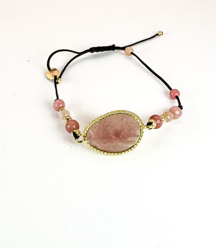 Bracelet SERZA Rose pâle - Quartz fraise et rhodonite - MTFORJEL