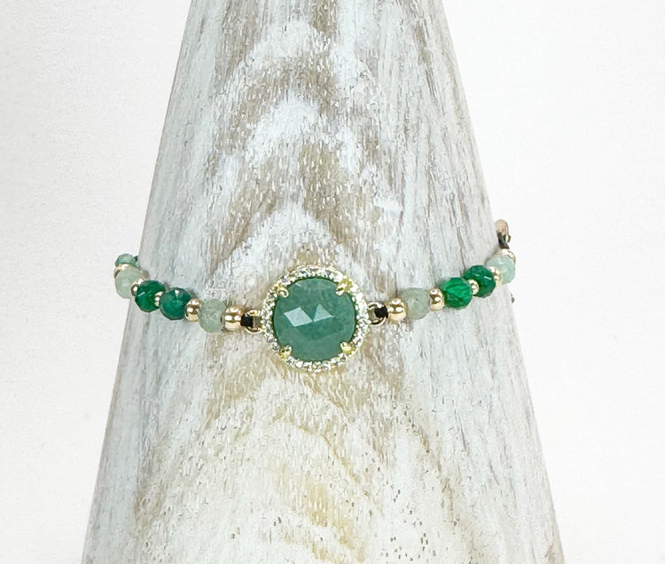 Bracelet PAVIMENTA n°1 Vert - Jade et aventurine - MTFORJEL