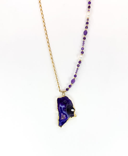 Collier FETTA DI VITA Violet - Agate et Améthyste - MTFORJEL