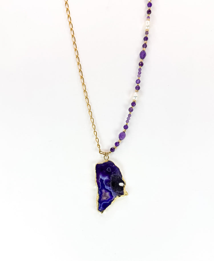 Collier FETTA DI VITA Violet - Agate et Améthyste - MTFORJEL