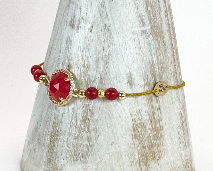 Bracelet PAVIMENTA n°1 Rouge vibrant - Cornaline - MTFORJEL