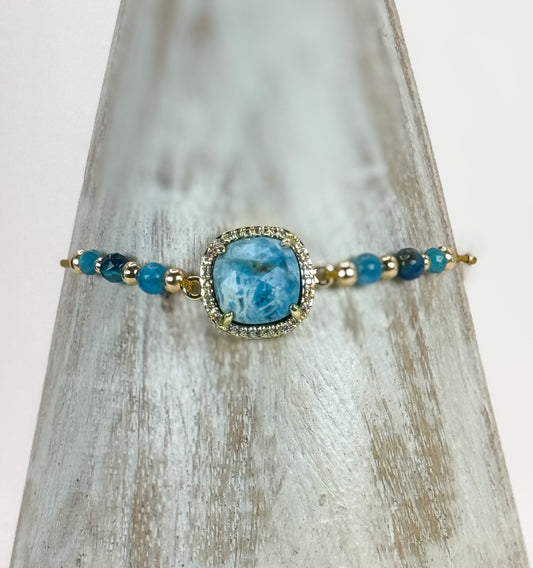 Bracelet PAVIMENTA n°2 Bleu vibrant - Apatite - MTFORJEL