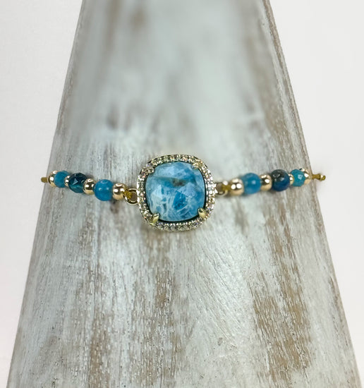 Bracelet PAVIMENTA n°2 Bleu vibrant - Apatite - MTFORJEL