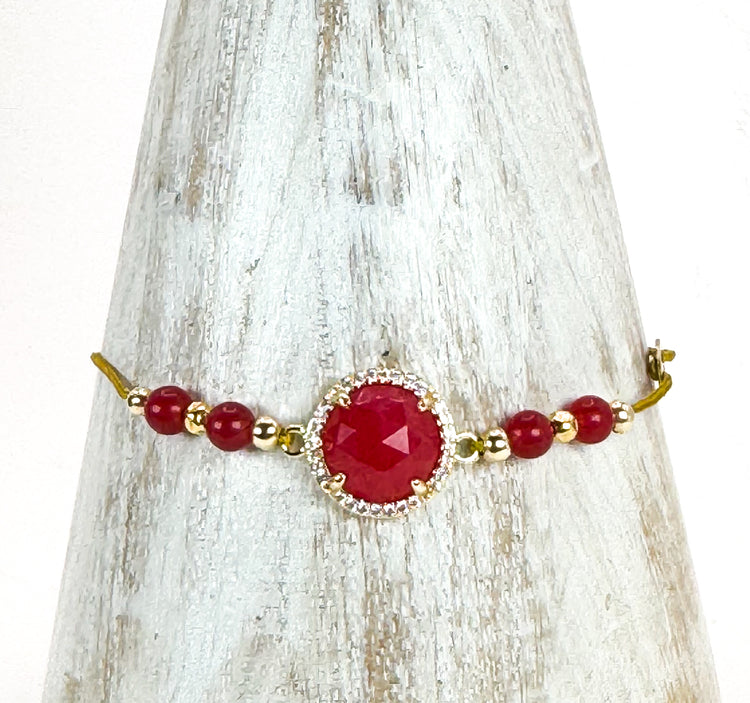 Bracelet PAVIMENTA n°1 Rouge vibrant - Cornaline - MTFORJEL