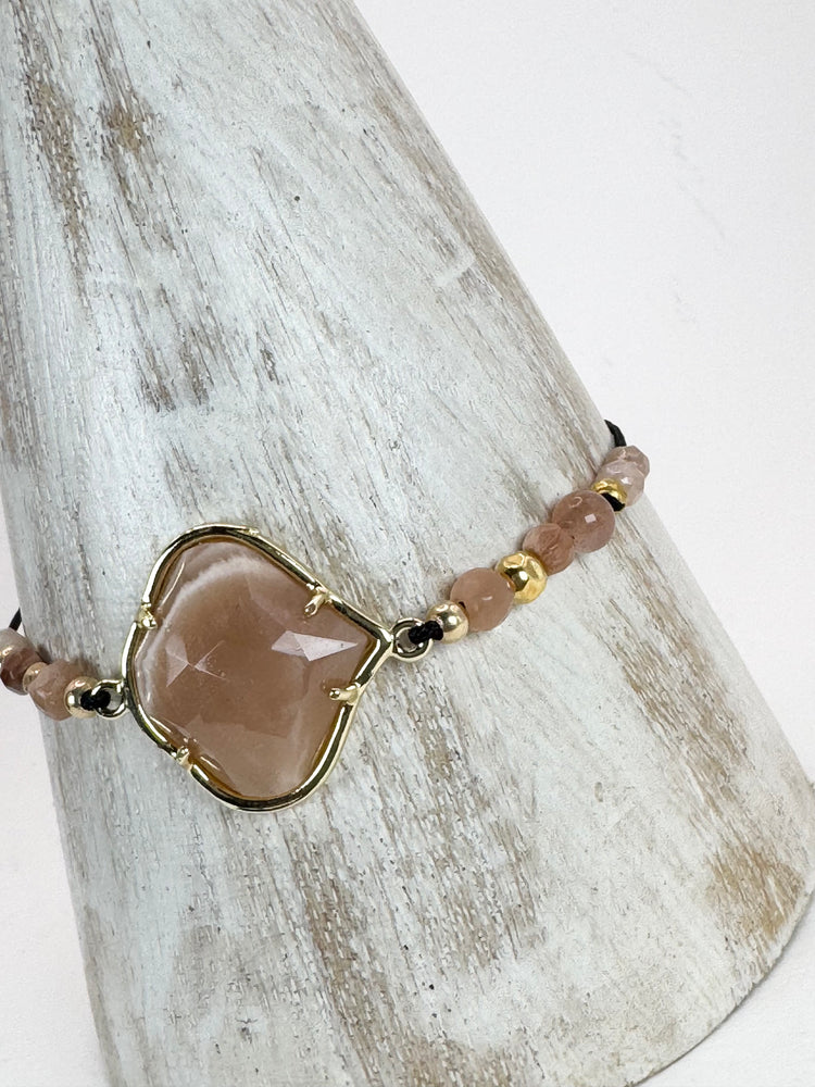 Bracelet PÉTALÉ Vieux rose - Pierre de soleil - MTFORJEL