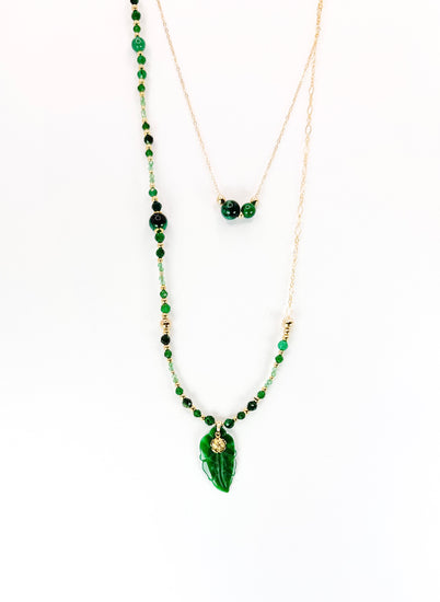Collier FOGLIA double rang  Vert - Jade - MTFORJEL