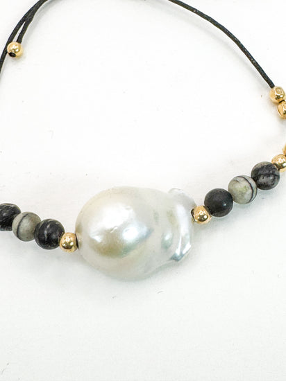 Bracelet SENZA Noir - Pierre de soie noire - MTFORJEL