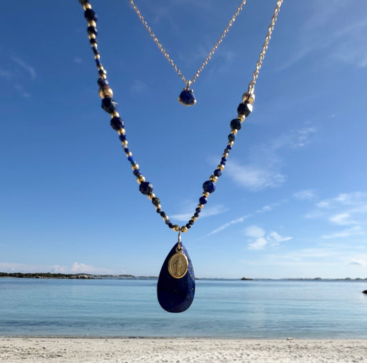 Collier FERVORE double rang n°6 Bleu - Lapis lazuli - MTFORJEL