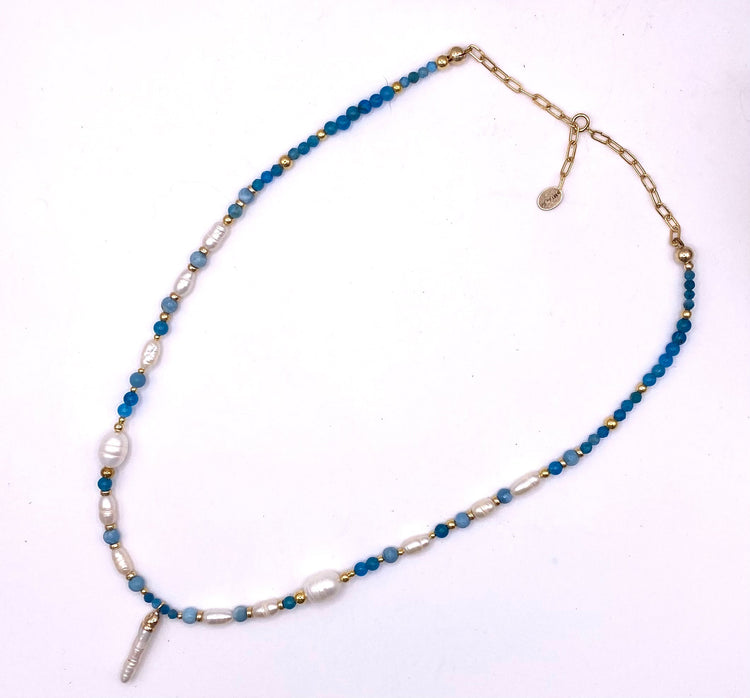 Collier LARMADIMARE Bleu - Keshi et Apatite - MTFORJEL