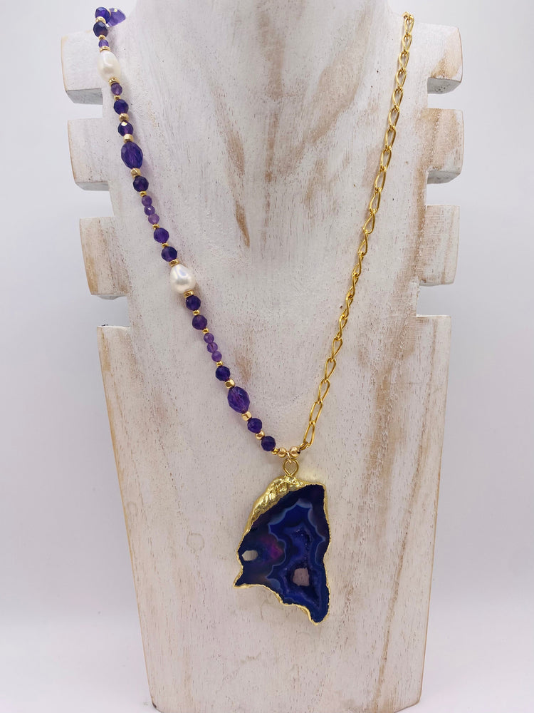 Collier FETTA DI VITA Violet - Agate et Améthyste - MTFORJEL