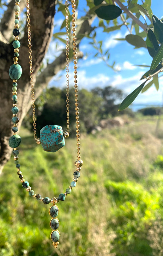 Collier TRIBALI double rang - Turquoise - MTFORJEL