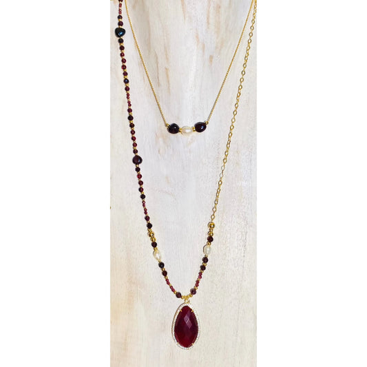 Collier  GOCCIA ZIRCONE double rang - Grenat - MTFORJEL