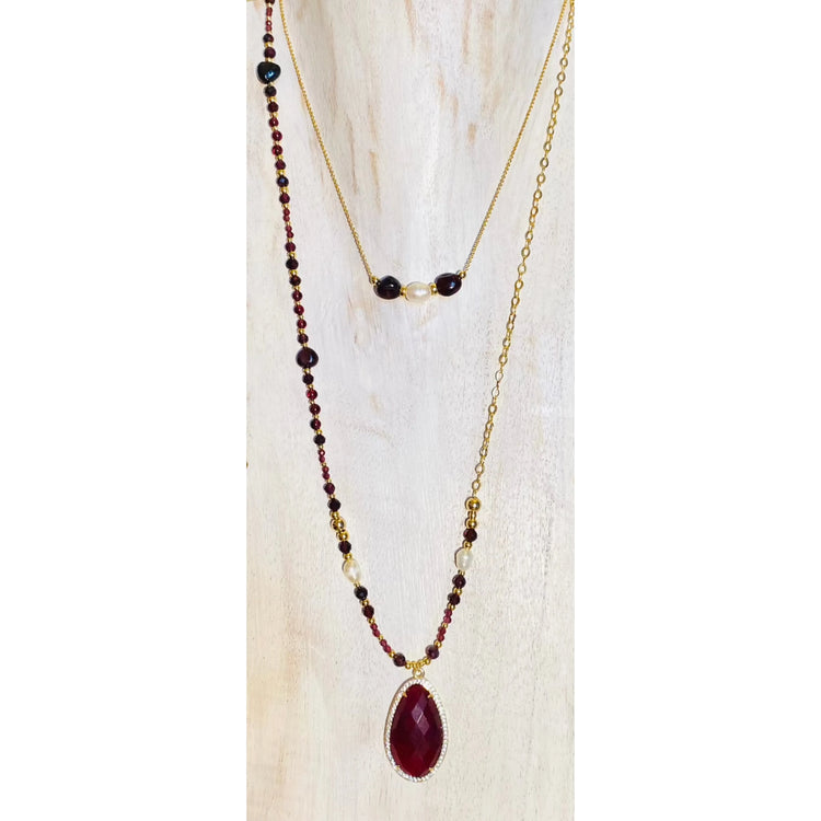 Collier  GOCCIA ZIRCONE double rang - Grenat - MTFORJEL