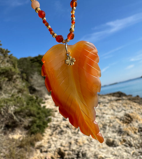 Collier FOGLIA Orangé - Agate - MTFORJEL