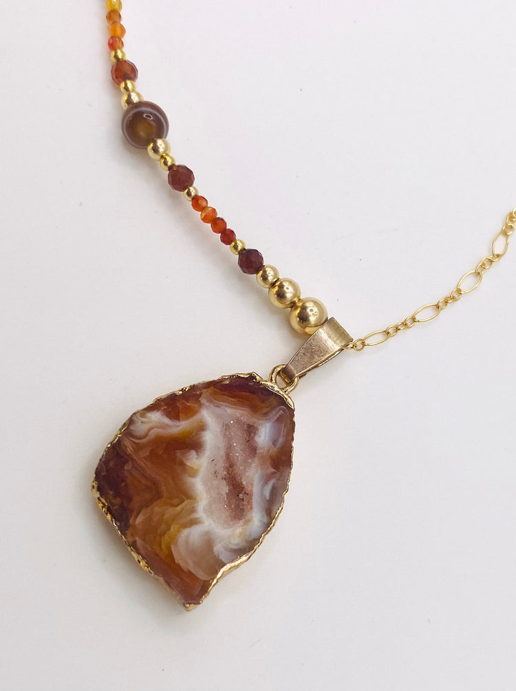 Collier FETTA DI VITA Brun orangé - Agate et Cornaline - MTFORJEL